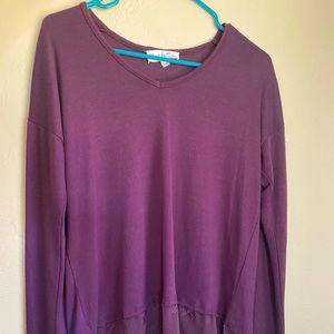 Cloud Chaser Purple Lace Bottom VNeck Blouse US S